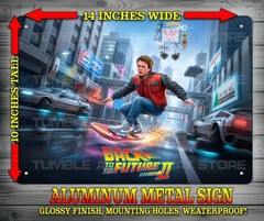 Back to the Future 2 Marty McFly on Hoverboard Metal Sign Wall Art 10″ x 14″