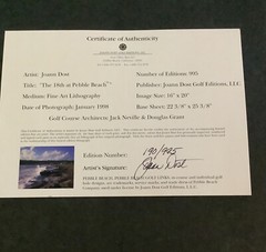 Joann Dost – “The 18th At Pebble Beach” Lithograph – 1998 – #190/995, Signed