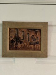 Charleston SC French Quarter Queen & Church St Sepia Photo Custom Framed Art EUC