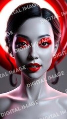 Digital Art Picture Image Photo Wallpaper Background Desktop AI Asian Woman Red