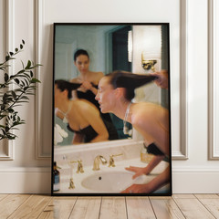 Vintage Fashion Poster Woman Bathroom Mirror Makeup Print