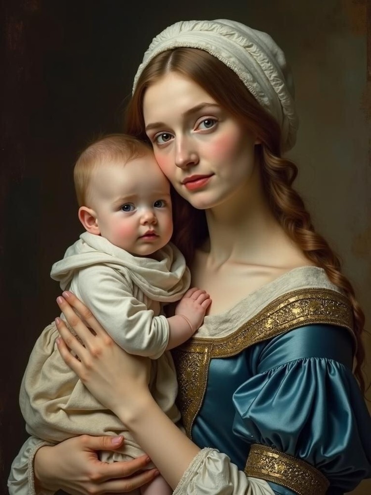 A4 Photo Mother Child Tenderness Artistic Glossy Paper Decor 148