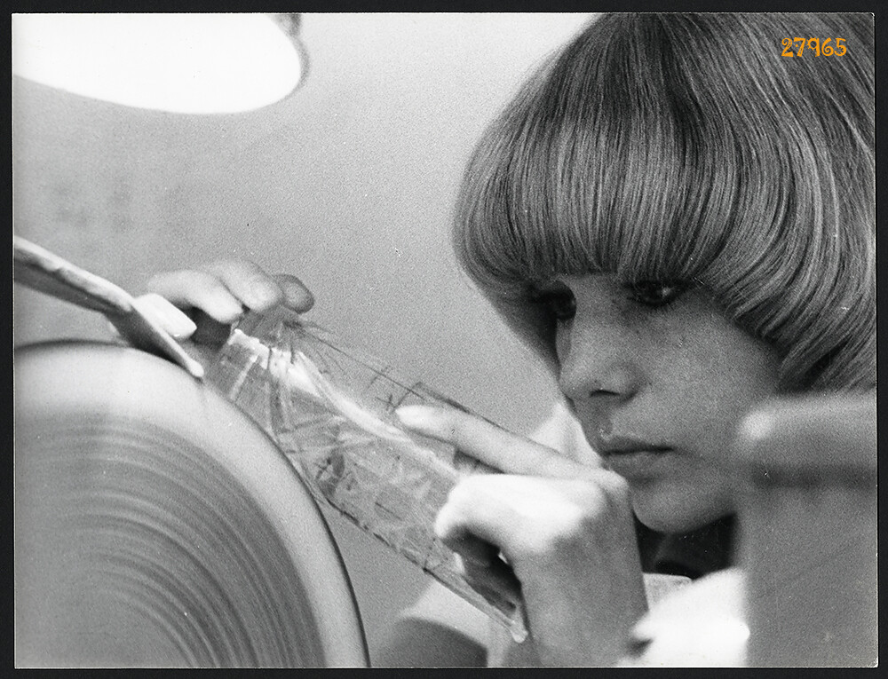 Larger size fine art Photograph, worker ’artist’ woman working w glass by RIDEG,