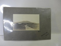 Real B/W 1908 Photo Matted Chairback Mountain Maine Farm & fields in Foreground.