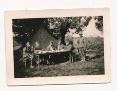 Photo WW II Wehrmacht Soldiers Quarters Break Tent Camouflage Poland Polska L1.72