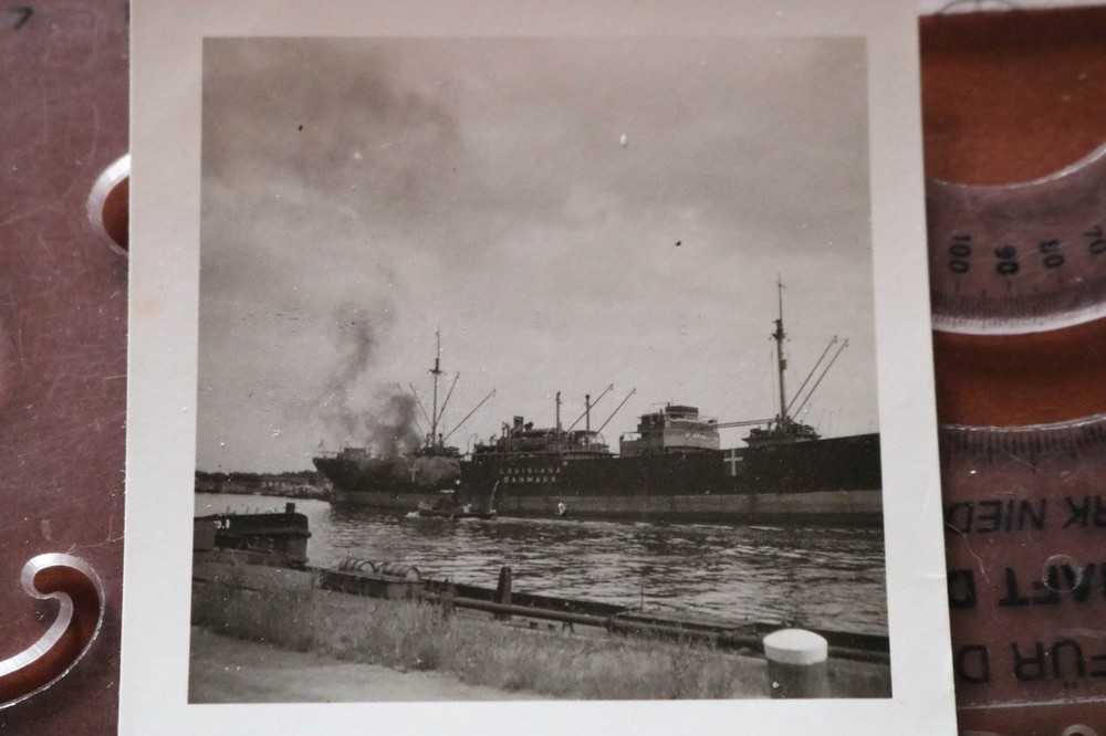 great old photo woman Danish cargo ship?? Louisiana Danmark