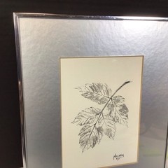 Framed Silver Autumn Leaf Design Art 10.5 x 8.5 Inch Heavy Custom Frame