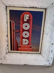 Steve Vaughn Food That Pleases Neon Sign Framed Photo Americana Diner Wall Art