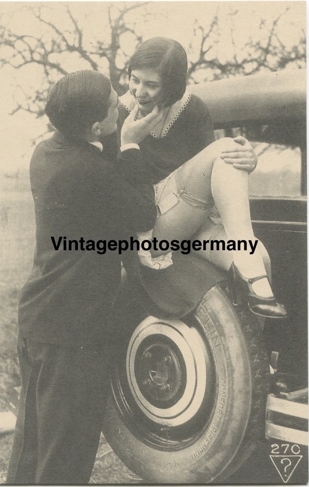 Z4276 postcard 1920s artistic nude pretty woman lingerie car car
