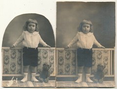 2 x Photo on Cardboard – Child with Toy Teddy Bear