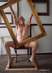 Nude male art model photographs, 1 greyscale, 2 color 5×7″ prints