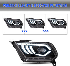 VLAND LED Headlights for 2010-2014 Ford Mustang W/Welcome/Breathe Function Dynam
