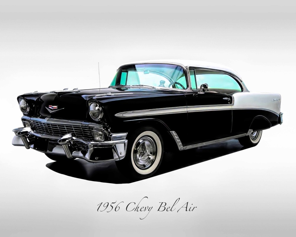 Classic Cars – 1956 Chevy Bel Air – Black – Print