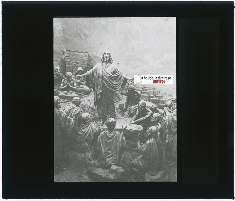 Ministry Of Jesus, Photo Glass Plaque, Black & White, Positive 8.5X10 Cm