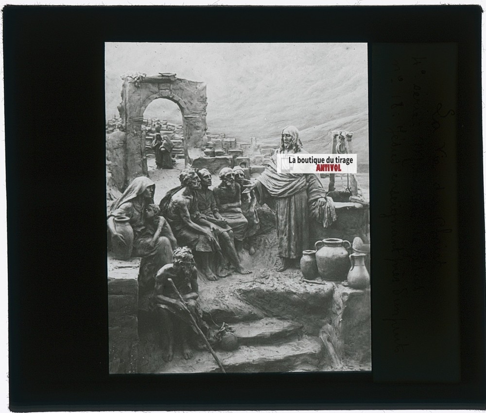 Ministry Of Jesus, Photo Glass Plaque, Black & White, Positive 8.5X10 Cm