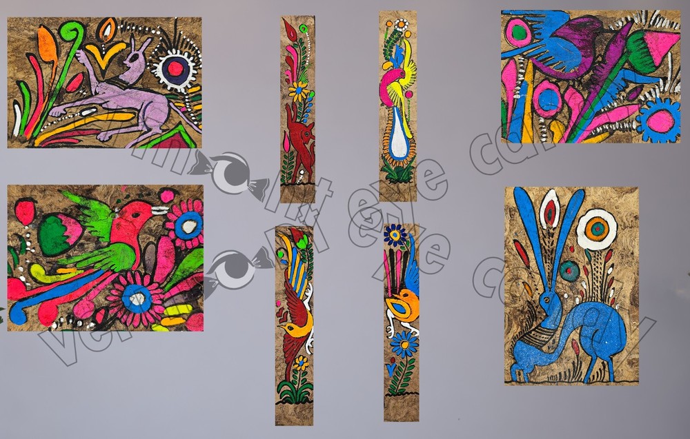 Mexican Bird Animal Painting on Bark Amate Art Instant DIGITAL Nature Folk Art