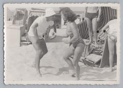 Woman and Man Dancing on Beach – Funny Vintage Photo