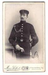Photograph Max Seifert, Freiberg i. B., Bahnhofstr. 18, Soldier in Uniform with S