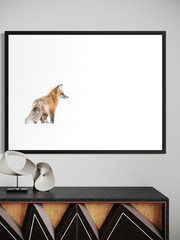 Red Fox in Yellowstone 40×30 inch Framed Canvas Wildlife Photography Print