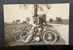 Photo Portrait Motorcyclist NSU Moped License Plate License Plate Hat Cigarette