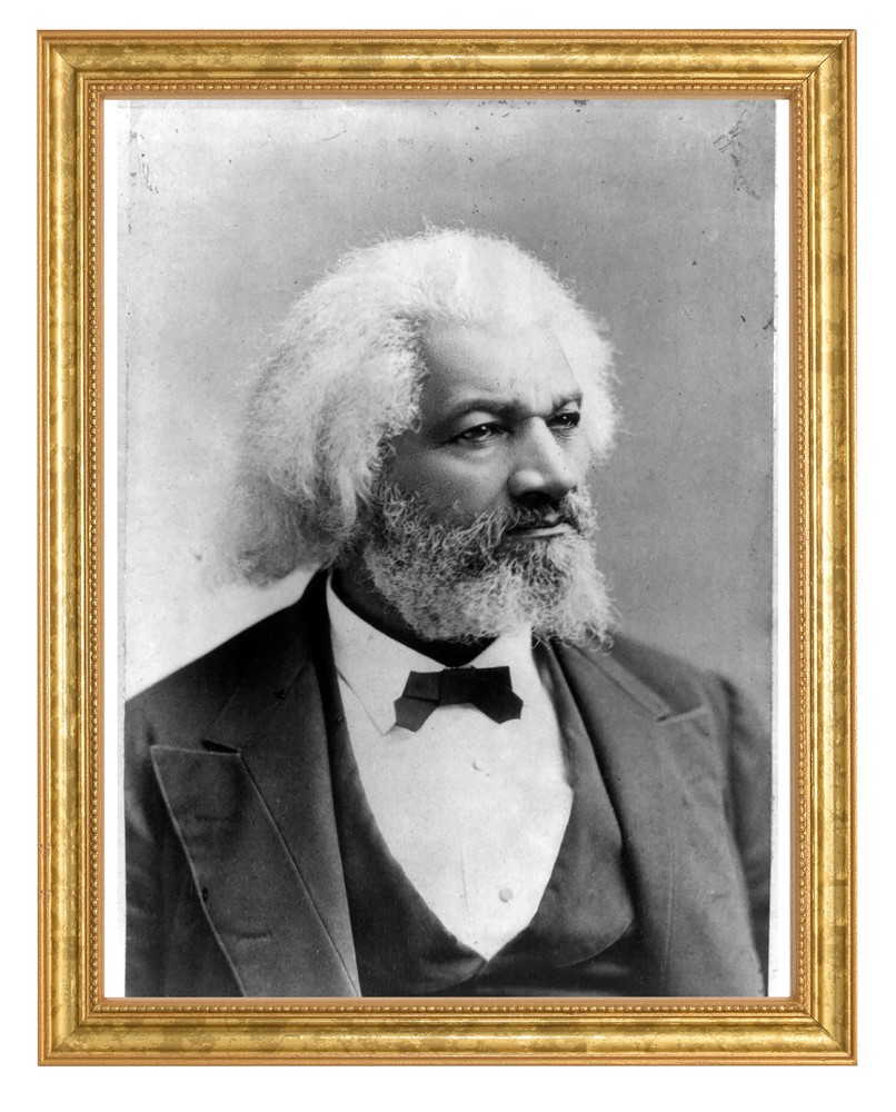 Frederick Douglass Photograph in a Aged Gold Frame
