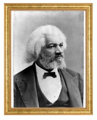 Frederick Douglass Photograph in a Aged Gold Frame