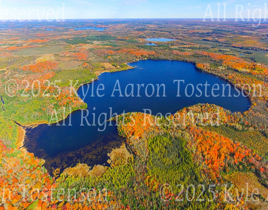 Stella Lake, Starks, Wisconsin (Oneida Co.) Overhead Photograph. Frame Optional.