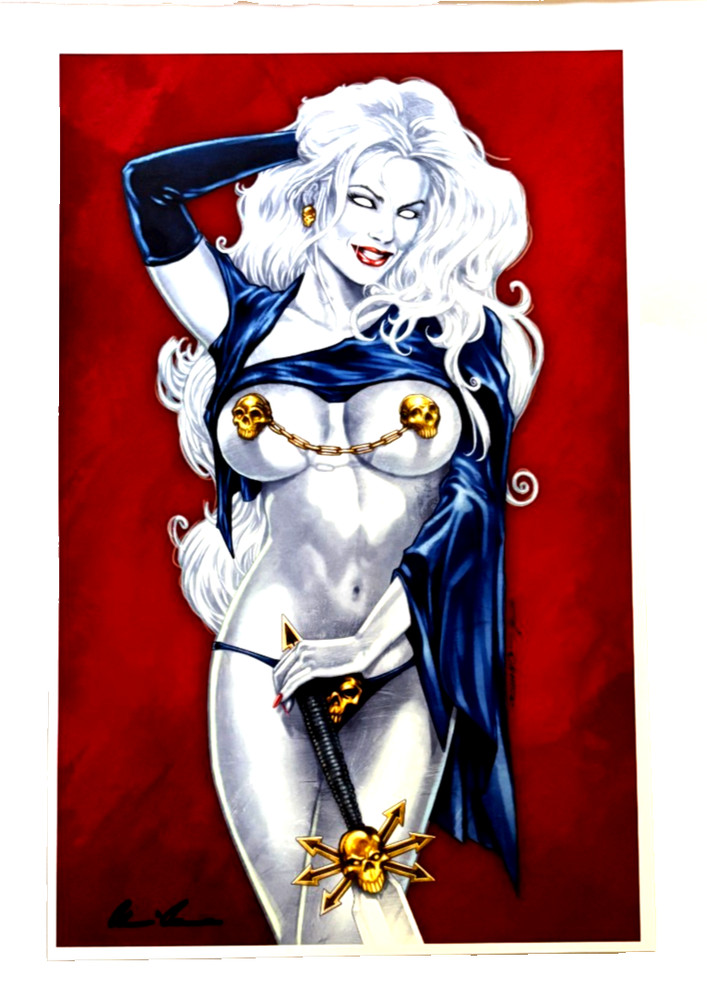 LADY DEATH EXCLUSIVE COFFIN SIGNED LIMITED EDITION ART PRINT COA NM+