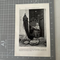 1927 Portuguese Fisherwoman Mending Nets Coastal Life Vintage Art Photograph