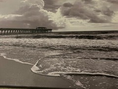 beach photo black and white 12in x 18in south caroline pier