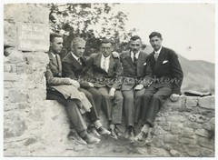 Ebernburg 1929 – Five Men on Castle Wall – Suit Fashion – Old Photo 1920s