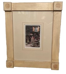 Barbara Sanson Photograph Art Print Framed Hollyhock Garden French Village 17”