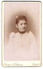 Photograph Bissinger & Dittmann, Erfurt, Anger 25, young lady in white dress M