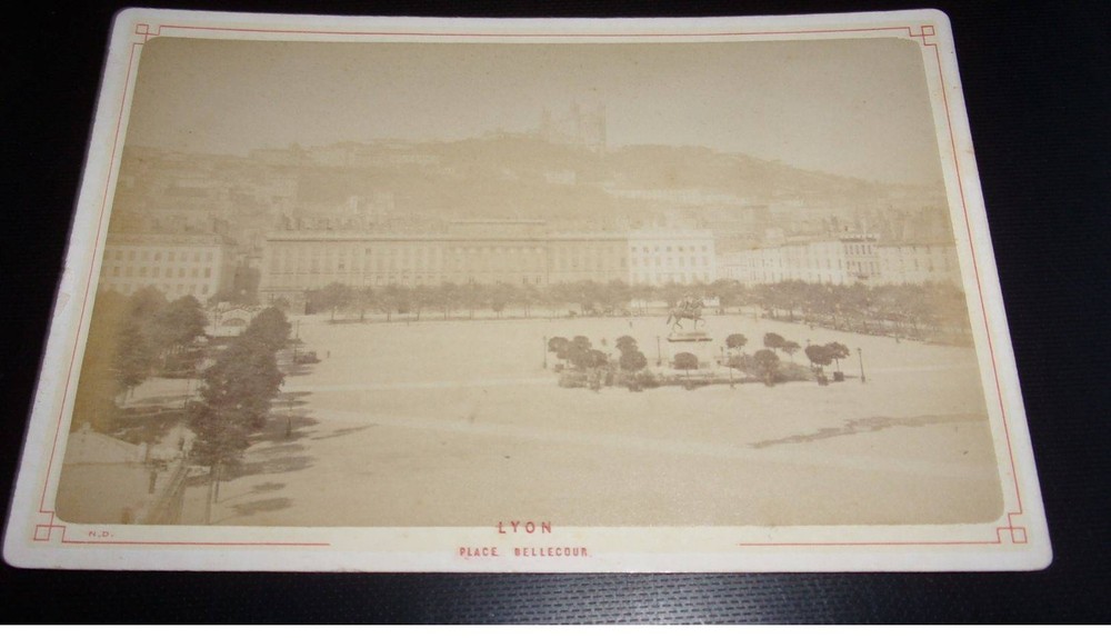 Photography On Cardboard. 2MOI10375. Around 1900. Lyon. Place Bellecour. 16 X 1