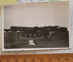 Photo Warthe Warta River Bridge Train Locomotive Steam Locomotive Poland Sieradz Vintage BH