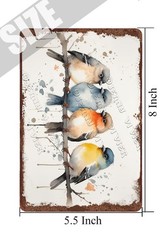 Vintage Birds Metal Wall Decor, Watercolor Bird Art Print, Rustic Tin Sign, H…