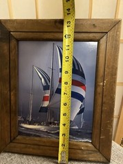 Photograph Boating Sailing Framed Wood 13.5 x 11” Sydney Hobart Yacht Race 13751