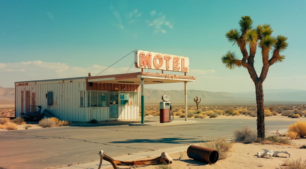 Special Price!!Photograph California Motel Abandoned Places 01 Acrylic Glass 180×100 cm