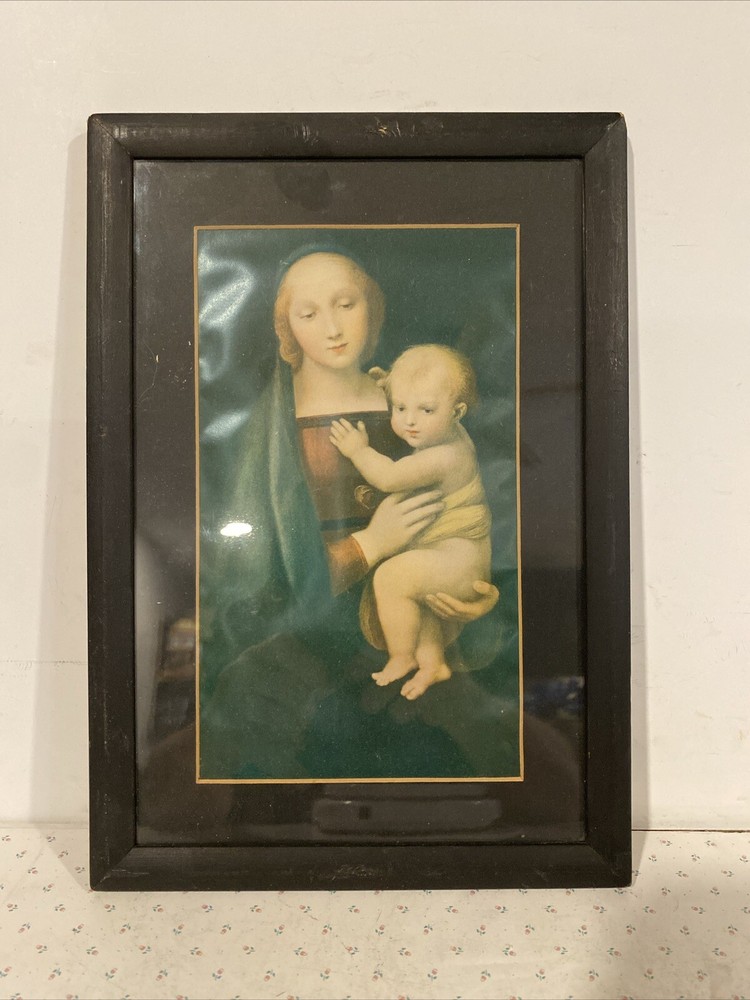 Vintage Picture Mother And Child Cadre Atelier D Art Framed F. C.