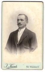 Photograph J. Krink, Kral. Vinohrady, young man Mr Franc Gnam in suit with