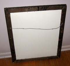 Antique Wood Framed Portrait of Man w Mustache Folk Art Cottage Country Tavern