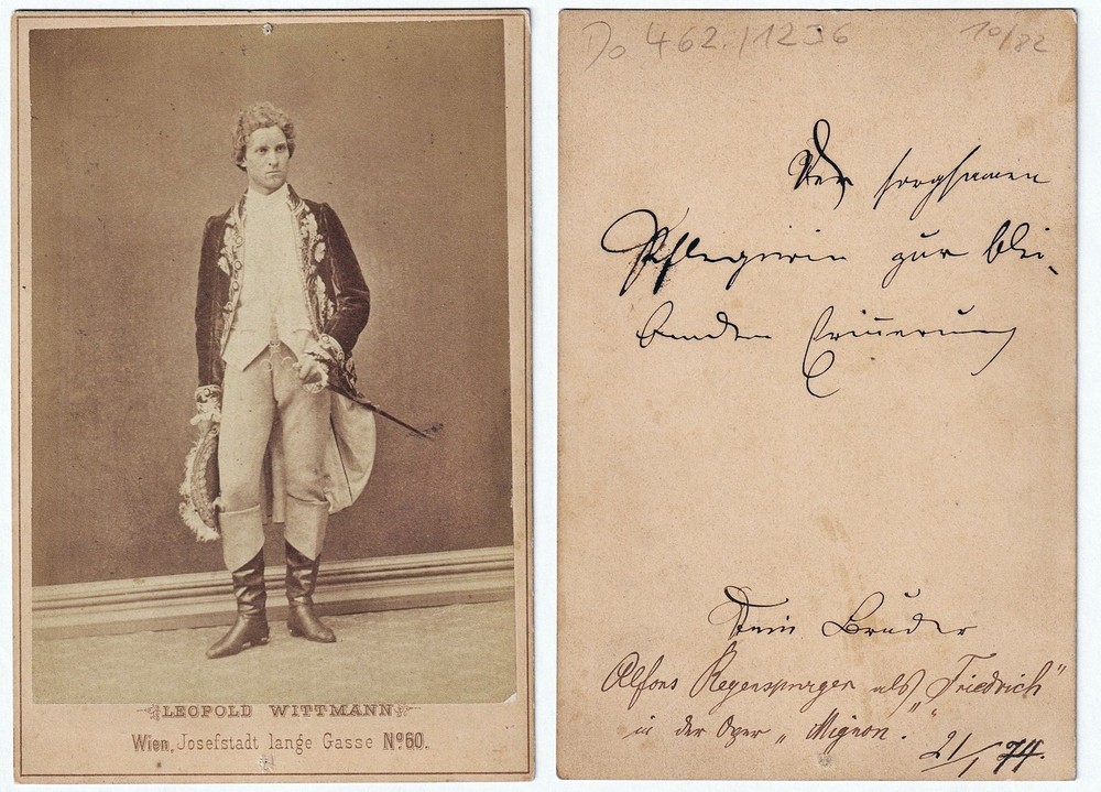 Alfons Regensburger Opera Singer Autograph Signature Vienna Opera Portrait Photo 1874