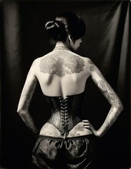 Oriental Tattooed Female Tintype Series C10403RP