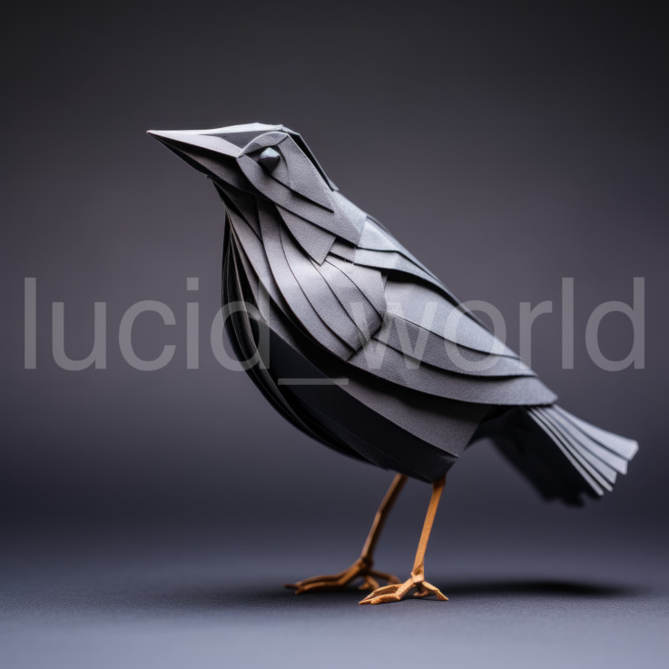 Minimalist Black Bird Origami Digital Art Modern Songbird Paper Poster Download