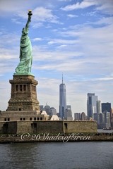 Original 5×7 NYC Photo Print, Statue of Liberty, WTC 1 – by 26ShadesofGreen