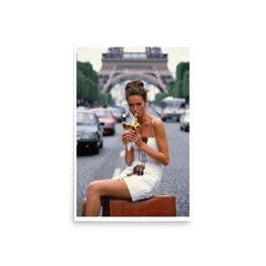 Paris Girl Eating Ice Cream Premium Luster Photo Paper