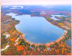 Bond Lake, in Douglas Co., Wascott, Wisc. Overhead Photo. Frame Optional.
