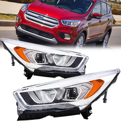 Headlight Assembly Fit for 2017 2018 2019 Ford Escape Halogen Projector Headlamp