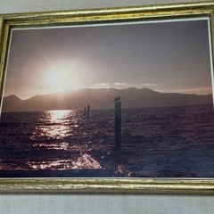 Vintage Framed Sunset Photography Pair Gold Tone Frames Wall Decor 1980s