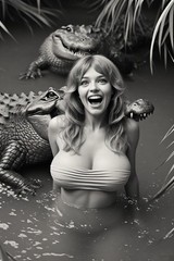 5 ~ 4X6 Glossy HORROR Fine Art ‘ GATOR BAIT ‘ Photo FANTASY Set ! 211359073